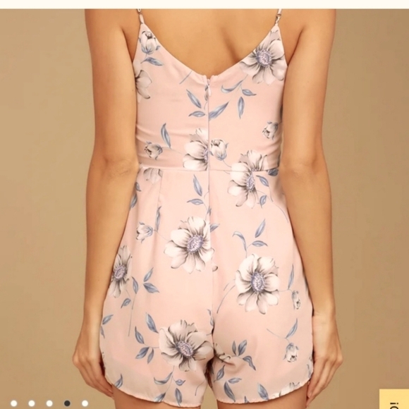 Lulu's Pink Sleeveless Spaghetti Strap Romper for Weddings - Picture 6 of 7